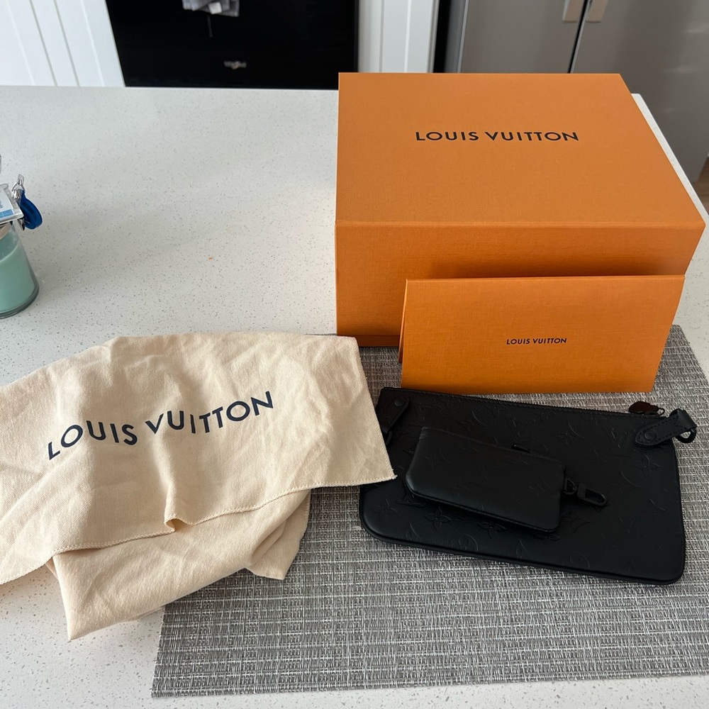Louis Vuitton Black Clutch with Box